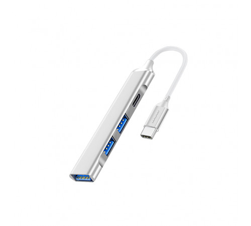 USB-хаб WUW-X236 USB 4-in-1 multifunctional expander, USB3.0 high-speed transmission Silver (6972573339228)