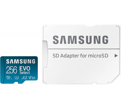 Карта пам'яті microSDXC (UHS-І U3) Samsung EVO Select 256Gb class 10 A2 V30 (R130MB/s, W30MB/s) (adapter SD) (MB-ME256KA/EU)