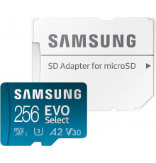 Карта пам'яті microSDXC (UHS-І U3) Samsung EVO Select 256Gb class 10 A2 V30 (R130MB/s, W30MB/s) (adapter SD) (MB-ME256KA/EU)