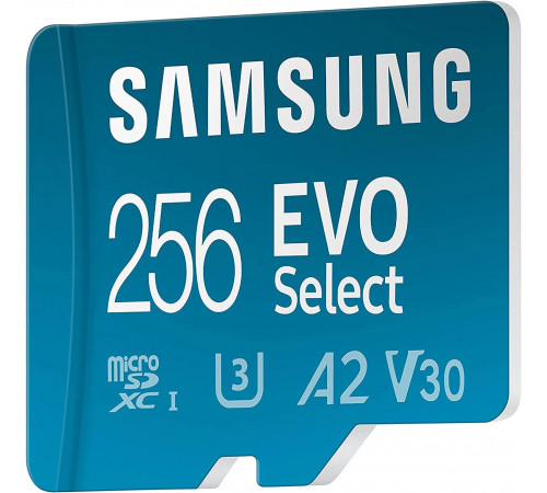 Карта пам'яті microSDXC (UHS-І U3) Samsung EVO Select 256Gb class 10 A2 V30 (R130MB/s, W30MB/s) (adapter SD) (MB-ME256KA/EU)