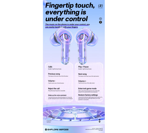 Бездротові навушники Acefast T8 Crystal