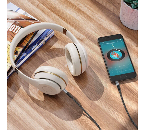 Аудiокабель HOCO UPA26 3.5mm male to 3.5mm male, nylon braid, 1m, Black (6942007608800)