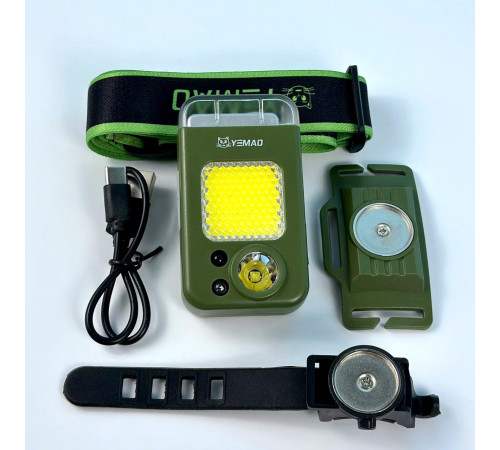 Ліхтар налобний-запальничка YM-T618 (LED, COB, Motion Sensor, Li-Ion акумулятор, Type-C)