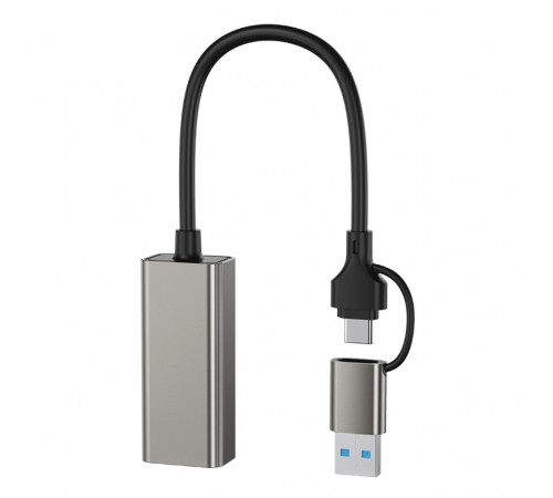 USB HUB XO HUB018 2in1 USB+Type-C to RJ45