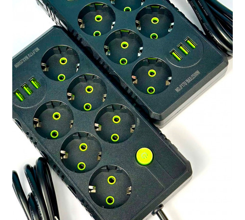 Мережевий подовжувач UA Power F17U 3USB 6 розеток 6m