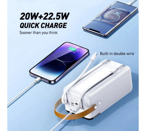 УМБ Power Bank Remax RPP-565 Lesu II Series 60000mAh PD20W+QC22.5W (with cable Type-C+Lightning)