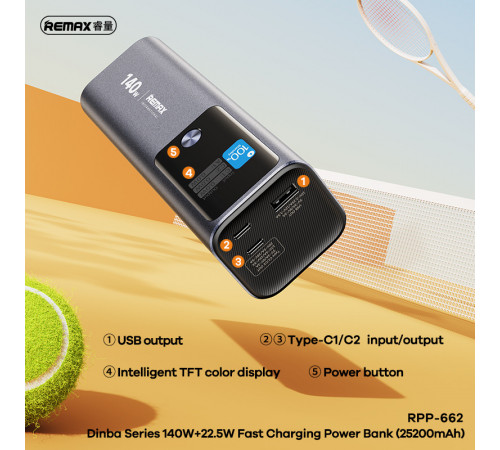УМБ Power Bank Remax RPP-662 Dinba Series 25200mAh PD140W+QC22.5W