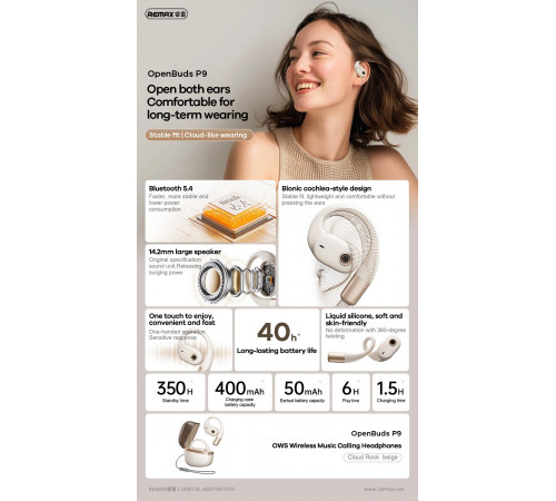 Бездротові навушники Remax P9 OWS Wireless Stereo