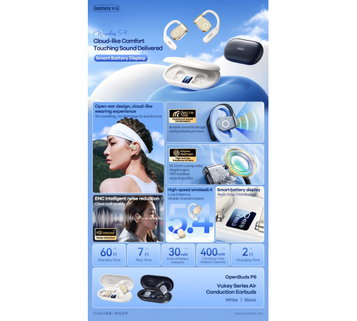 Бездротові навушники Remax P6 Vukey Series OpenBuds