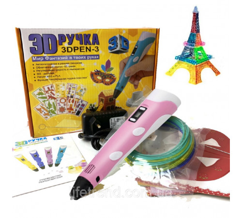 3D ручка для рисования с экраном 3д Ручка Pen3 MyRiwell с LCD дисплеем + трафарет633  (50)