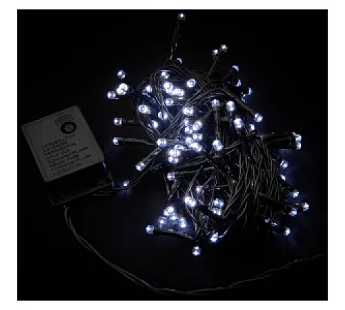 Гирлянда RD-7128 внутр. 100LED 9м Провод-Чёрный, Цвет ламп-Белый ДЕШЁВАЯ (100 шт/ящ)