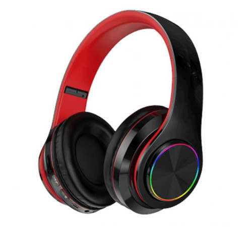 Беспроводные наушники с микрофоном, поддержкой TF-карты и Led-подсветкой B39 Black+Red (60)