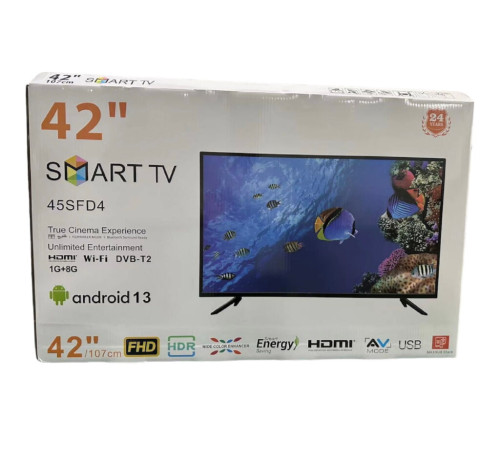 Телевизор  TV 42 FHD DVB-T2,  Smart, Android 13.0 (AOSP), 1G+8G, Dolby   E-SHARE;