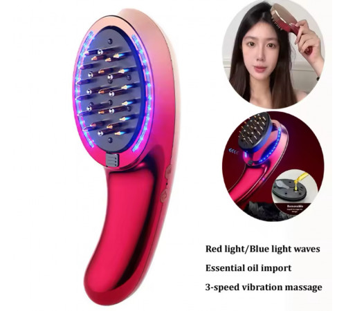 Гребінець Електричний масажний для РОСТА з червоною, синьою світловою хвилею, вібр LY-875(50)