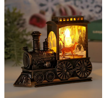 Новорічний декоративний світильник-паровоз із ОЛЕНЕМ 5689 (240)