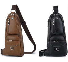 Сумка рюкзак через плечо мужская Jeep Bags 777 Черная //коричневая 6198\6196   (200)