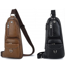 Сумка рюкзак через плече чоловіча Jeep Bags 777 Чорна //коричнева 6198\\6196 (200)