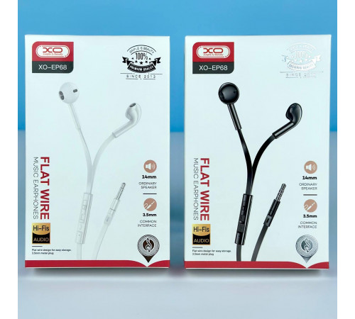 Навушники XO EP68 з плоским кабелем 3.5mm