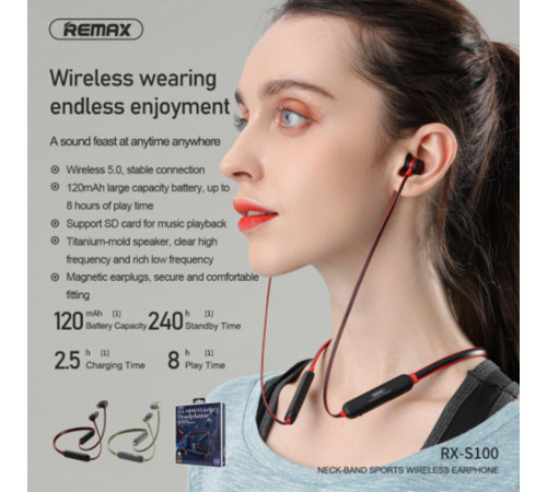 Навушники Remax RX-S100 Sports Neckband Support SD card