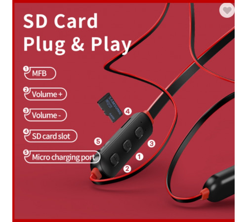 Навушники Remax RX-S100 Sports Neckband Support SD card