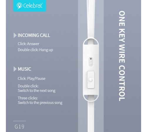 Навушники Celebrat G19 3.5mm 1.2m