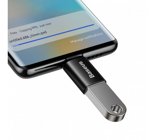 Адаптер Baseus Ingenuity Series Mini OTG Adaptor Type-C to USB-A 3.1 Black (ZJJQ000001)