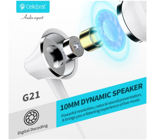 Навушники Celebrat G21 3.5mm 1.2m