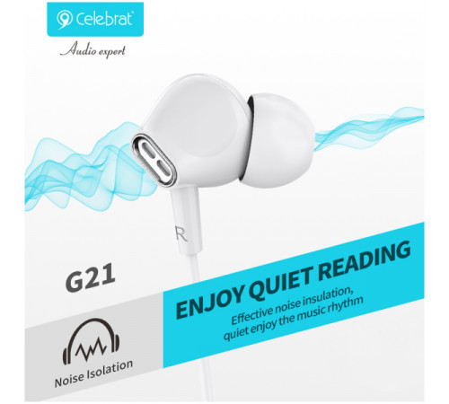 Навушники Celebrat G21 3.5mm 1.2m