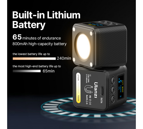 Відеосвітло Ulanzi L2 Bi-color COB Vedio Light, IP6, 5W, Black (3051) (3051)