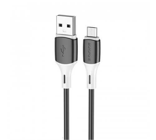 Кабель BOROFONE BX79 USB to Micro 2.4A, 1m, silicone, silicone connectors, Black (6974443384765)