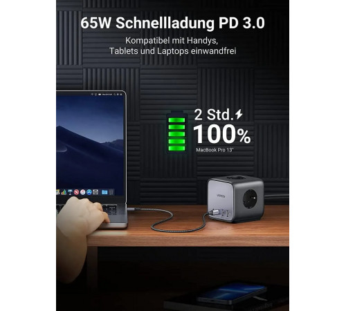 Мережевий зарядний пристрій UGREEN CD268 65W DigiNest Cube (2C2A) (UGR-60113) (UGR-60113)
