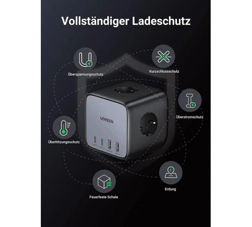 Мережевий зарядний пристрій UGREEN CD268 65W DigiNest Cube (2C2A) (UGR-60113) (UGR-60113)