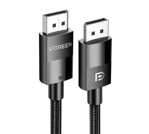 Кабель UGREEN DP114 DP Male to Male DP1.4 8K Round Cable ABS Shell Braid 1.5m (Black) (UGR-80391) (UGR-80391)