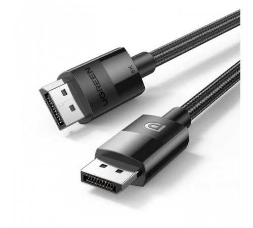 Кабель UGREEN DP114 DP Male to Male DP1.4 8K Round Cable ABS Shell Braid 1.5m (Black) (UGR-80391) (UGR-80391)