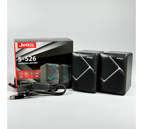 Колонка комп'ютерна Jedel S-526 з RGB підсвічуванням (USB+3.5mm) (10,0*7,5*7,5 см)