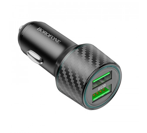 Автомобільний зарядний пристрій BOROFONE BZ21A Brilliant 36W dual port QC3.0 car charger Black (6941991101205)