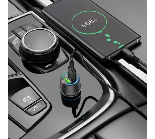 Автомобільний зарядний пристрій BOROFONE BZ21A Brilliant 36W dual port QC3.0 car charger Black (6941991101205)