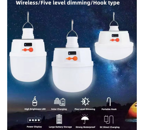 Лампа для кемпінгу BL-2025 + Solar panel (вбуд. акум.) 14,2*11,2см