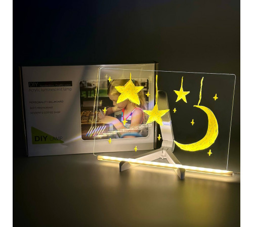 Світлодіодна дошка для малювання та нічник DIY Lamp з USB + фломастери (20*30 см)