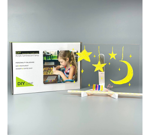 Світлодіодна дошка для малювання та нічник DIY Lamp з USB + фломастери (20*30 см)