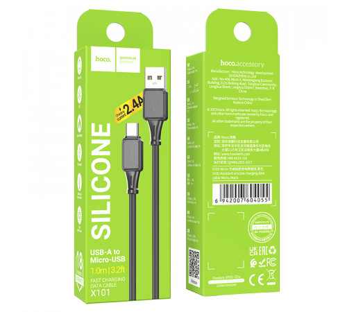 Data Cable Hoco X101 Assistant silicone Micro 2.4A 1m