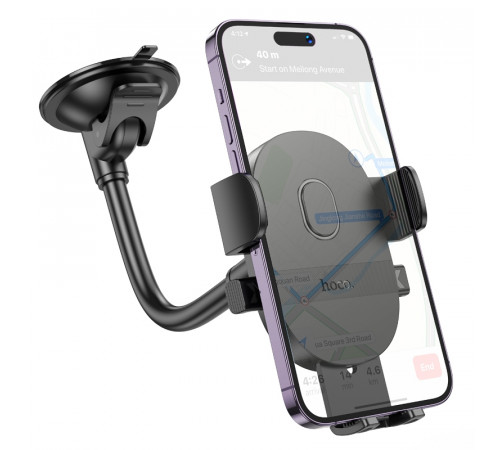 Автотримач для телефона HOCO H20 Mighty one-button car holder(windshield) Black (6942007601597)