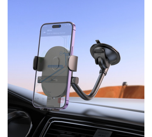 Автотримач для телефона HOCO H20 Mighty one-button car holder(windshield) Black (6942007601597)