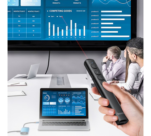 Пульт для презентацій Hoco GM200 Smart Bluetooth 2.4 GHz (червоне світло) (лазерна указка презентер)