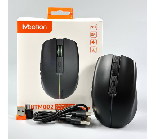 Мишка бездротова Meetion BTM002 RGB 6keys, Type-C (Connector: Bluetooth+2.4G USB)
