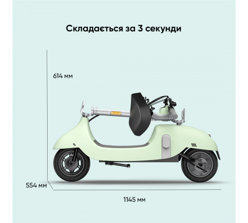 Електросамокат з сидінням OKAI Ceetle PRO EA10C Mint Green 10', 350(900)W, 25Km/h, 10.4Ah, 55Km, 20%,NFC, App, 29kg (EA10C-MG)