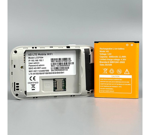 Портативний модем Mobile Wi-Fi Pro DT2004 300Mbps з екраном 3000mAh 11.4Wh