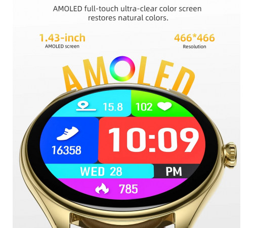 Смарт-годинник HOCO Y22 AMOLED 36mm. 200 mAh. IP67 Silver (6942007628990)