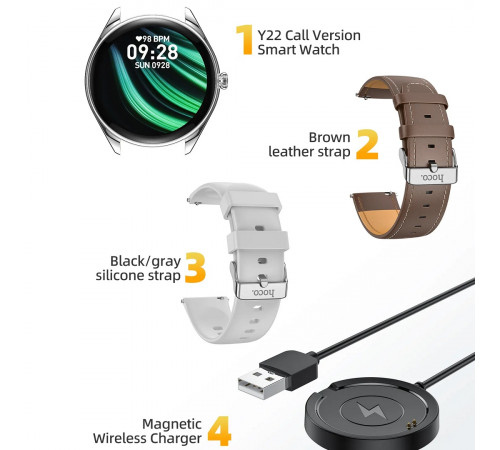 Смарт-годинник HOCO Y22 AMOLED 36mm. 200 mAh. IP67 Silver (6942007628990)