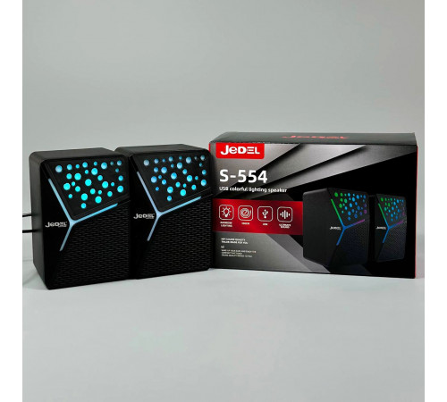 Колонка комп'ютерна Jedel S-554 з RGB підсвічуванням (USB+3.5mm) (10,0*6,7*6,5см)